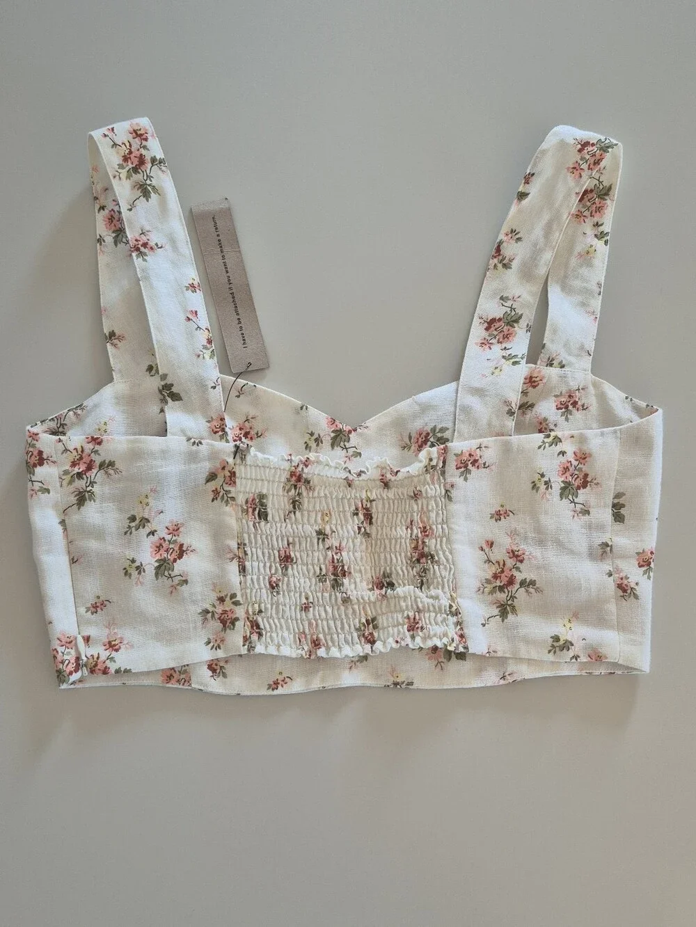 NWT Reformation Cream Set Floral Crop Top & Cropped Wide-Leg Pants, Size 8